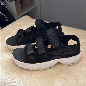 FILA women's Black and White Sandals size 9